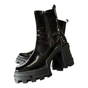 Black Vegan Leather ASOS DESIGN Platform Heeled Chelsea Boot with Lug Sole